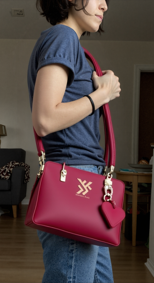 New Collection – High Quality Bag with Long Strap & Cute Bear Keychain (3 Pockets)